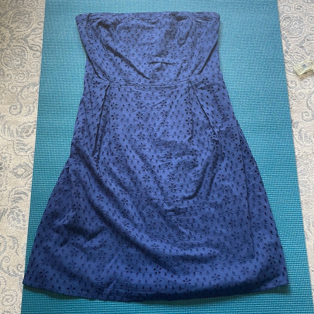 Old Navy Lightweight Cotton Sleeveless Tube Top Dress sz 4 Navy with Eyelets